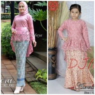 set comple ibu dan anak warna PINK  kebaya comple ibu dan anak Brukat Anak dan Rok Duyung / Kebaya M