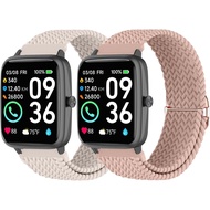 2 Pack Braided Elastic Bands for IDW13,IDW16,IDW19 Smartwatch, 22mm Soft Nylon Straps for Fitpolo ID