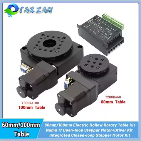 60/100mm High Precision Electric Rotary Table Ratio 90/180:1 360 Indexing Plate 42 Stepper Motor Dri