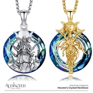 Audinceed Hecate Life Crystal Necklace, S925 Sterling Silver Luxury Hekate Hecate Triple Goddess Wit