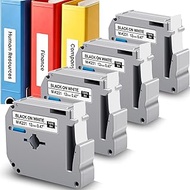 4Pack M Tape 12mm 0.47 Compatible for Brother P Touch M-K231 MK231 M231 Black on White 12mm x 8m for