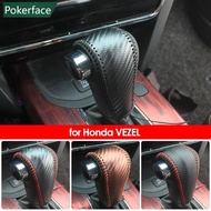 POKERFACE Car Gear Leather Interior Gear Shift Knob Head Cover Accessories for Honda Vezel HRV HR-V 2014 - 2020 AT F4M8