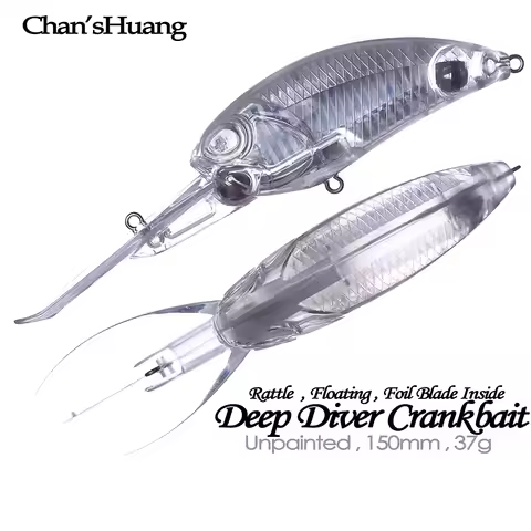 Chan’sHuang 10PCS Unpainted Blanks Bait Rattle Deep Diver Crankbait Foil Blade Inside DIY Handmade A