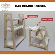 Disc Kitchen Spice Rack Aesthetic Dutch Teak Wood 3 Tier Multipurpose Straight