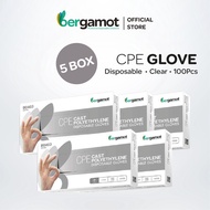 [BUNDLE OF 5] Bergamot Cast Polyethylene CPE Plastic Disposable Gloves Extra Thick (5 x 100's) Glove