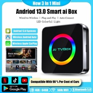 【New】3in1 CarPlay Ai Box 4+64G Android 13 Wireless Carplay with LED light Android Auto Wireless Mini