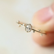 Japanese Style agete Style Ring Minimalist Style Oval Egg Shape Slim Exquisite Branch Small Broken D
