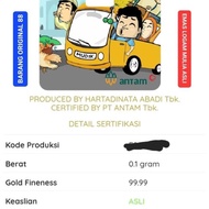HADIAH LEBARAN KADO UCAPAN SELAMAT IDUL FITRI EMAS 0.1 GRAM ANTAM KREM