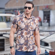 Fat guy summer thin loose casual printed short sleeved shirt fat guy oversized elastic fashion perso
