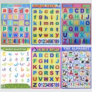 Poster Lembaran Seri Contoh Huruf Kecil / Contoh Huruf Besar / Huruf Hijaiyah / The Alphabet / Pusta