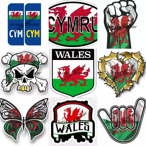 Wales Welsh Flag Shield Vinyl Sticker Wales Cymru Red Welsh Dragon Decal Wales Shield Sticker Waterp