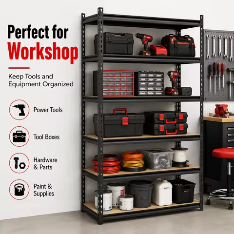 5-Tier Garage Storage Shelving Unit, 440 lb per Shelf, Heavy Duty Adjustable Metal Rack with MDF She