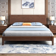 Walnut Solid Wood Bed1.8Modern minimalist light luxury master bedroom double bed for small apartment
