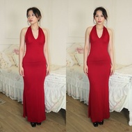 ODETTE HALTER DRESS | Halter Backless Fitted Basic Long Maxi Dress | BASICPretty