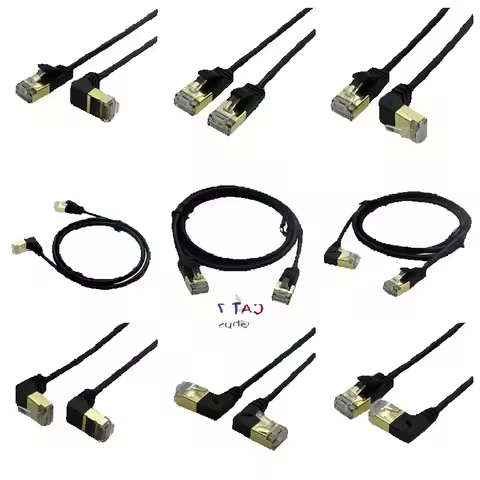 Cat7 90 Degree RJ45 Ethernet Cable 10GB Network Patch Cord STP for PC Router Laptop High-Speed Inter
