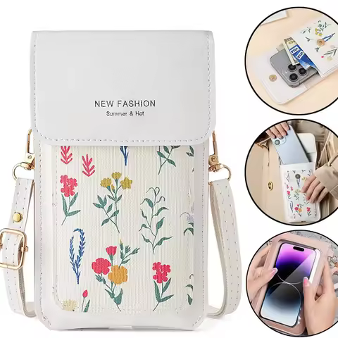 Women Touchable Crossbody Bags Women Cell Phone Storage Pouch Mini Handbag Sweet Shoulder Bag Purses