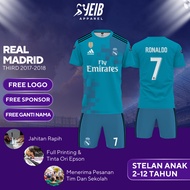 REAL MADRID 3RD 2017 2018 LA LEAGUE KIDS FOOTBALL JERSEY FULL PRINTING FREE NAME & NUMBER