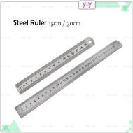 Steel Ruler 15cm / 30cm / Straight Metal Ruler / Student Ruler / Pembaris Besi / Double Sided Ruler 