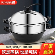W-8&amp; Two-Lug Iron Pot Cast Iron Wok Old-Fashioned Home Non-Stick Pan Frying Pan a Cast Iron Pan Flat Bottom Induction Co
