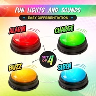 Answer Buzzers for Game Shows 4pcs Game Buzzers with Lights & Sounds Buzz Buttons for Kids or Adults