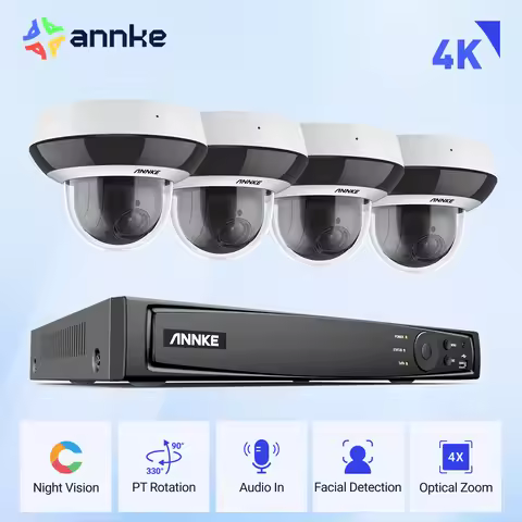 ANNKE Smartest 4MP Super HD PTZ Camera Security POE Camera 4X Optical Zoom Surveillance IP Camera Wi
