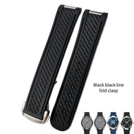 20mm Rubber Silicone Watch Strap Fit For Omega Seamaster 300 AT150 Aqua Terra Ultra Light 8900 Steel Buckle Watchband Bracelets