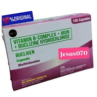 BUCLIGEN Multivitamin Vitamin B Complex + IRON + Buclizine HCI - Capsules 100's