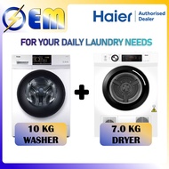 10KG+7KG | HAIER COMBO Washer+Dryer Mesin Basuh+Mesin Pengering | HWM100-FD10829+HDV70E1
