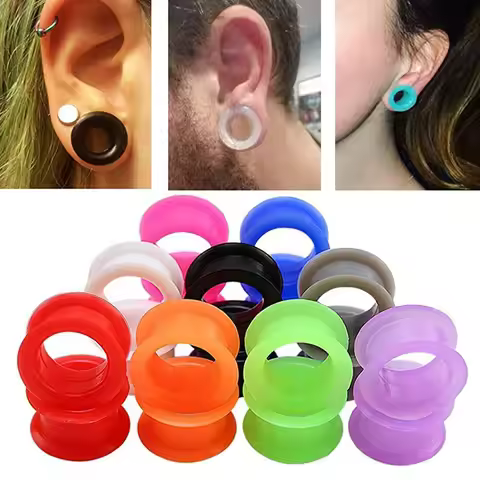 WKOUD 1Pair 3-48mm Silicone Ear Plugs And Tunnels Piercing Expander Piercing Tunnel Tunnels Stretche