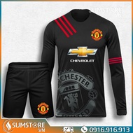 Bộ Đồ Đá Banh CLB MU Đen Dài Tay 03 Độc Lạ - Áo Bóng Đá Đẹp Mới