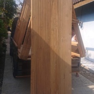 pintu blok motif garis bahan kayu jati