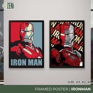 ZENi IRONMAN Framed Poster | A3 A2 A1 Ironman Series Poster With Frame | Wall Art Decor