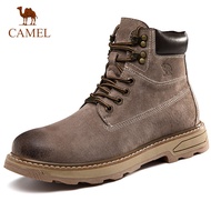 Camel 2024รองเท้าบูทมาร์ติน,หนังแท้สำหรับผู้ชายใหม่รองเท้าบูทหุ้มข้อกันน้ำรองเท้าบูททะเลทรายกลางแจ้ง