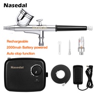 Nasedal Dual Action Airbrush Compressor Kit 0.3mm Sprayer Air Brush for Makeup Body Tattoo Art Cake Decoration Nail Paint Tool