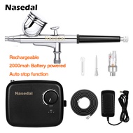Nasedal Dual Action Airbrush Compressor Kit 0.3mm Sprayer Air Brush for Makeup Body Tattoo Art Cake