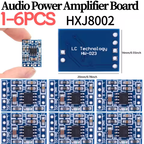 1-6PCS HXJ8002 Mono Channel Voice Low Noise Amplifiers Module 3W Super Mini Audio Amplifier Module