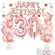 41pcs Rose Gold Mixed Balloons 30th Birthday Party Decorations Thirty 30 Years Old Woman Happy Birth