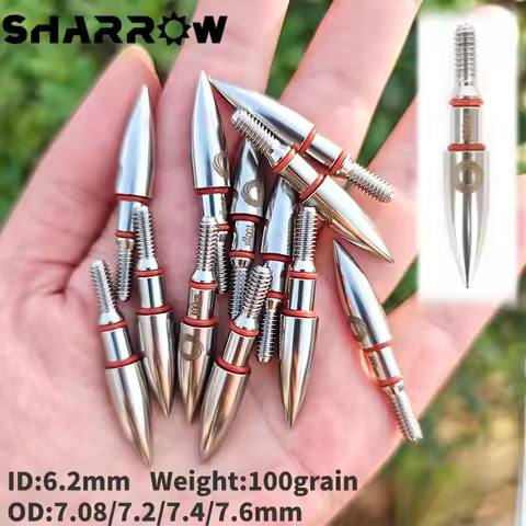 12/24pcs Archery ID6.2mm Arrow Point 100Grain Alloy Arrow Heads OD7.08/7.2/7.4/7.6mm Target Point Ar