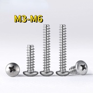 [XJK] Sus304 Round Head Flat Tail Self-Tapping Screw Cut Tail Screw Wooden Screw Screw M3 M3.5 M4 M5 M6