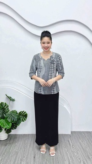 Áo Trung Niên [Salu Store] HL88 Chất Thun Nhũ Dệt 3D Đính Đá Cổ Gợn Sóng kết ngọc Tay Lững Freesize 