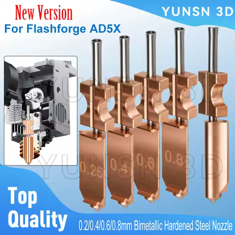 Bimetallic Nozzle For Flashforge AD5X New Upgraded Hardened Steel Hotend Nozzles 0.25/0.4/0.6/0.8mm 