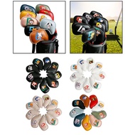 [szxmkj2lp] 9x PU Leather Golf Iron Headcover Set Golf Club Head Cover Protection Equipment Waterpro