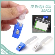 50Pcs ID Clip Badge Clips/Id Pin Clip/Id Holder Clip/Id Lace Clip with Clear PVC Straps for ID Cards
