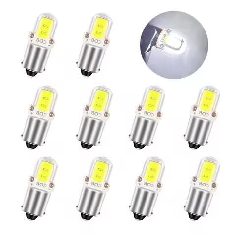 10PCS BA9S Car LED T4W H6W W5W LED COB Led Bulb Car Interior License Plate Light Marker Reading Door