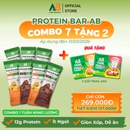 [FREE 2] COMBO 7 Protein Bars 40g AB NUTRITION Provides 12g Protein 2.5g Fiber 160 Kcal, Less Sweet,