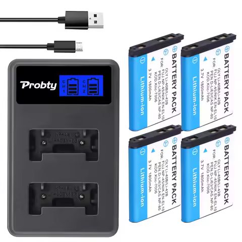Li-40B Li-42B EN-EL10 Battery + Li 40B Battery Charger for Olympus Li 40B 42B, Nikon EN EL10, FinePi