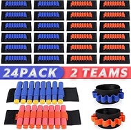 TiopLior Dart Holders Fit for Nerf Gun Bullets, 24 Pcs Gun Party Supplies Toy Gun Accessories Ammo Wristband for Kids