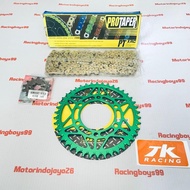 HIJAU GEAR SET 415 THIN NINJA 150 SS R RR JRP ALLOY GREEN GOLD CHAIN 415 CHAIN