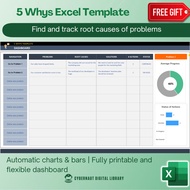 Excel Template - 5 Whys Excel Template (Free 12-in-1 Bundle Excel Course Books)