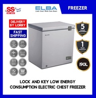 【DELIVERY BY SELLER】 ELba 190L EF-E1915GR Lock And Key Low Energy Consumption ELectric Chest Freezer